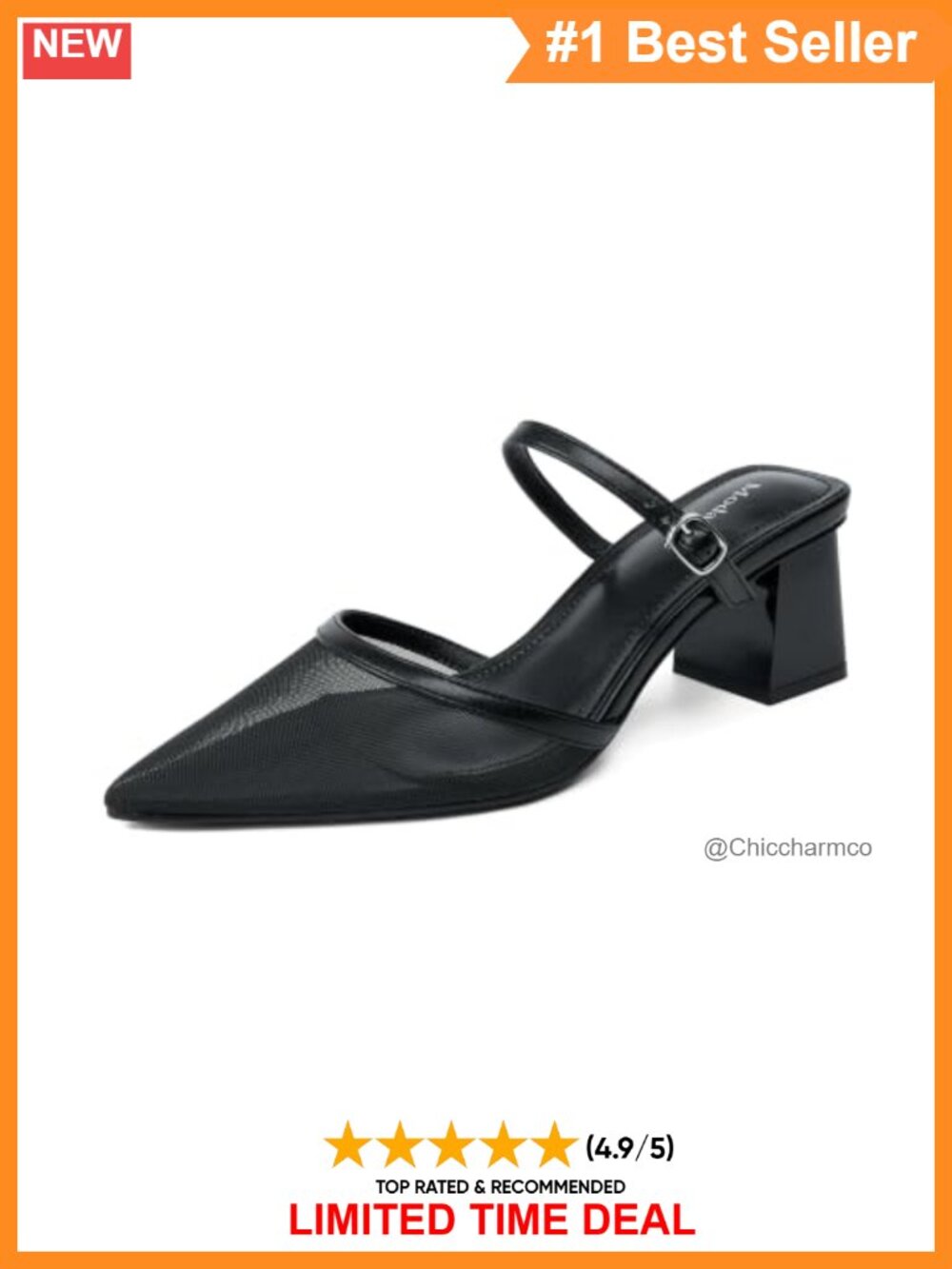 Modatope Women's Closed Toe Chunky Heel Slingback Pumps Dressy Shoes